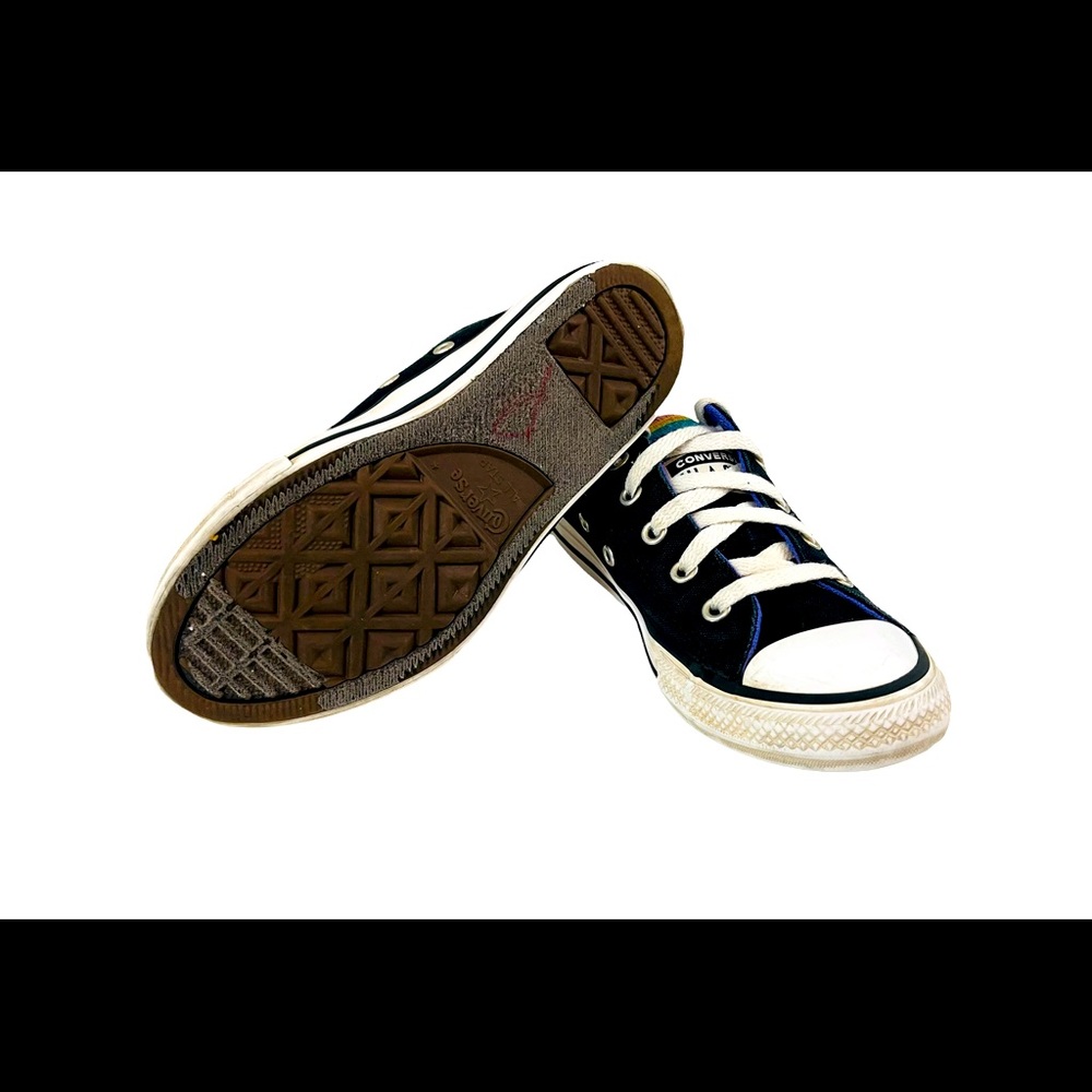 CONVERSE All Star Chuck Taylor Black Colorful  4-Layer Tongue Youth Size 1 - Picture 6 of 8
